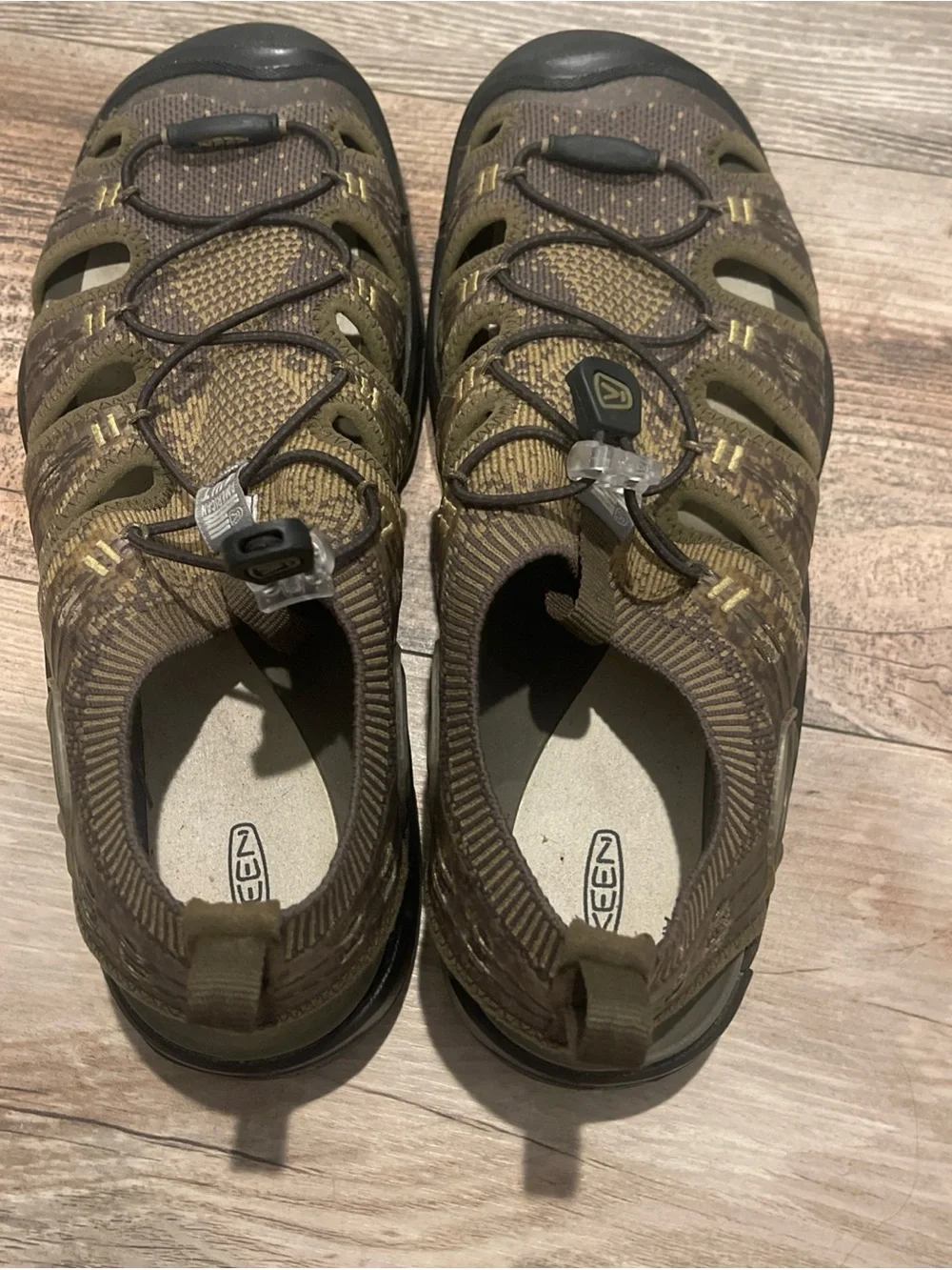 Keen EvoFit One Waterproof Sport Sandals Mens 11 Olive Green Camo Bungee Cord